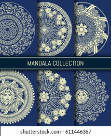 Mandala collection. Abstract decorative backgrounds. Ornamental design elements. Template for your design works. Vector illustration.