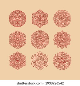 Mandala collection set vector illustration. Vintage decorative elements. Hand drawn background. Islam, Arabic, Indian, ottoman motifs.