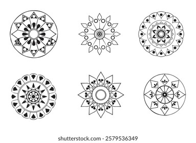 mandala collections,Vector hand drawn doodle mandala.Ethnic mandala,Circular pattern in the form of a mandala. 