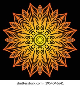 mandala color combination of fire and flower