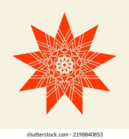 mandala of color dark orange with a pastel background vector illustration design