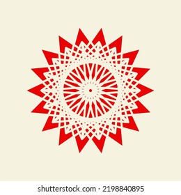 mandala of color dark orange with a pastel background vector illustration design