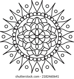 Mandala to color, easy pattern, relaxing coloring page, coloring page line art hand drawn illustration for begginers doodle medication outlined pattern design vectorial children adult simple mandala