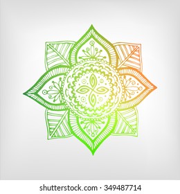 Mandala color gradient. Isolated object (color). The image can be used for your business as an advertisement in yoga studios, shaping, health centers, fitness