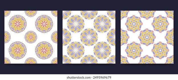 Mandala color seamless pattern set  batik color pattern