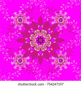Mandala colored background. Arabic Vintage decorative ornament. East, Islam. Vector Mandala pattern on magenta, neutral and pink colors.