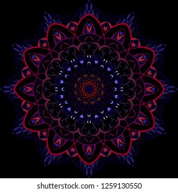 mandala colored black background