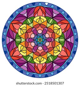 El mandala. Patrón decorativo de color. Composición colorida del círculo. Un elemento de diseño para una idea creativa