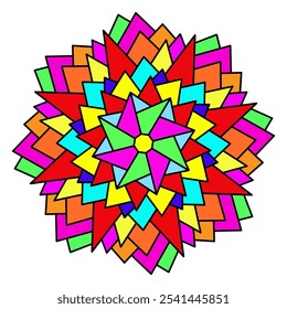 Das Mandala. Farbiges dekoratives Muster. Farbige Zusammensetzung des Kreises. Ein Gestaltungselement für eine kreative Idee
