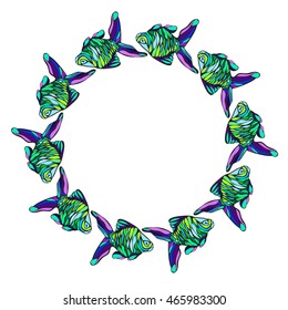 Mandala of colored fish. Vector illustration