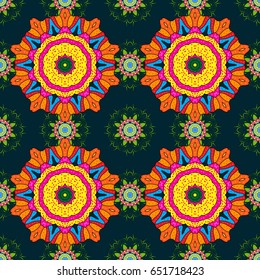 Mandala colored on a background. Invitation card. Vector vintage pattern.