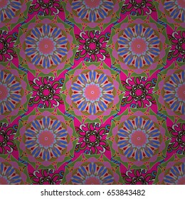 Mandala colored on a colorful background. Invitation card. Vector vintage pattern.
