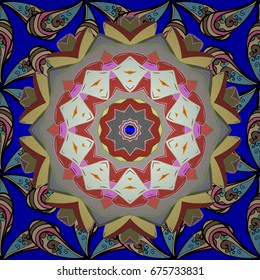 Mandala colored on a colorful background. Invitation card. Vector vintage pattern.