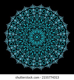 Mandala. Colored vector illustration on black background.