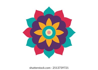 Mandala ilustração de arte colorida com cores fortes e brilhantes (9)