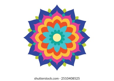 Mandala colorful art illustration with mesmerizing circular symmetry (2)