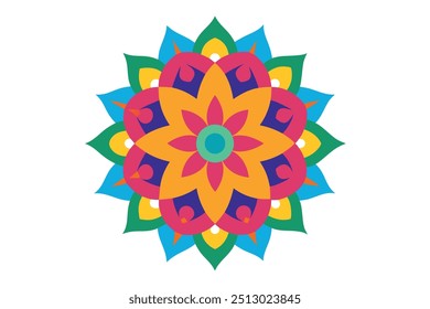 Mandala colorful art illustration with mesmerizing circular symmetry (1)