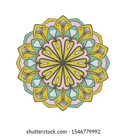 Mandala colorful background. Ethnic decorative element in circle. Hand drawn pattern