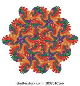 Mandala, colorful fractal pattern. Dotted colorful Vector Spiral Pattern or Texture. Stipple Dot Backgrounds with Ellipses