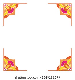 Diseño de Vector de adorno de marco colorido Mandala