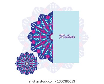 Mandala colorful. Pattern for greeting cards, invitation or posters. Place for your text.Vector illustration. Vintage decorative.