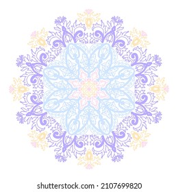 Mandala colorful soul vector background Pastel color circle ornate background Oriental pattern, vector illustration. 