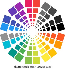 mandala with colorful square pattern with size gradation