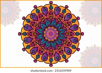 Mandala  colorful vector background design template.