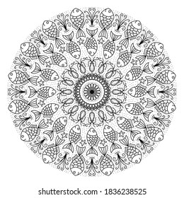 Mandala colorful vintage art, ancient Indian vedic background design, old painting texture with multiple mathematical shape. Sacred symbol