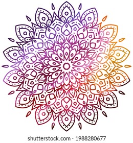 Mandala colorfull. Decorative round ornament on white background. Vector hand drawn circular decorative element. Hand drawn ornament. Islam, Arabic, Indian style