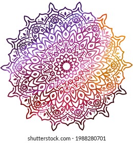 Mandala colorfull. Decorative round ornament on white background. Vector hand drawn circular decorative element. Hand drawn ornament. Islam, Arabic, Indian style