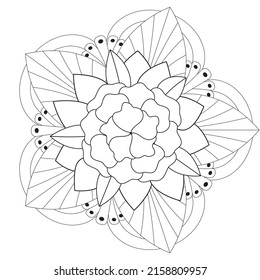 Mandala zum Färben auf schwarz-weißem Hintergrund