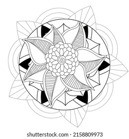 Mandala for coloring in black white