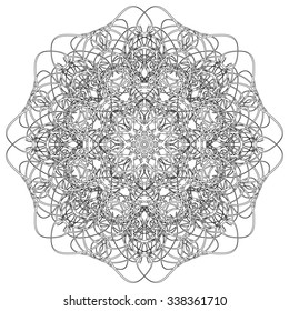 Mandala. Coloring. Black and white circular pattern.