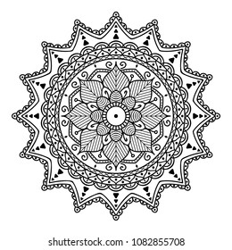 Mandala coloring, black and white mandala vector isolated on white. Vintage decorative elements, vector illustration EPS 10