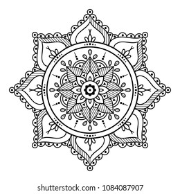 Mandala coloring, black and white mandala vector isolated on white. Vintage decorative elements, vector illustration EPS 10