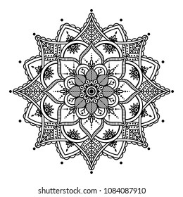 Mandala-Vektorillustration, schwarz-weißer Mandala einzeln auf Weiß. Vintage-Dekorationselemente, Vektorillustration, EPS10