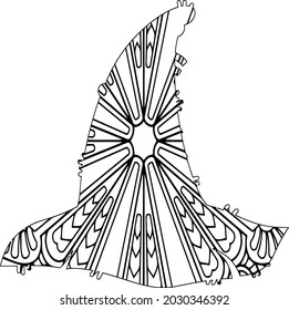 Coloración Mandala, vector de mandala en blanco y negro aislado en blanco. Elementos decorativos vintage, EPS de ilustración vectorial