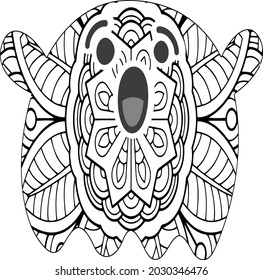 Mandala coloring, black and white mandala vector isolated on white. Vintage decorative elements, vector illustration EPS