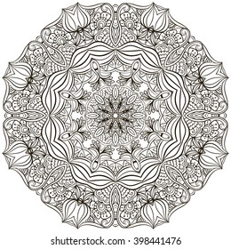 Mandala. Coloring book for adult and older children.  Vector illustration.