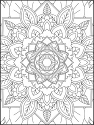 Mandala Coloring Book For Adult. Mandala Coloring Pages. Mandala Coloring Book. Seamless Vector Pattern. Black And White Linear Drawing. Coloring Page For Children And Adults.