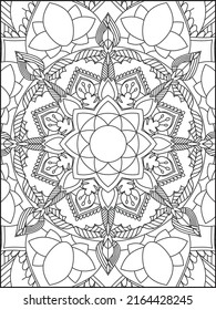 Mandala Coloring Book For Adult. Mandala Coloring Pages. Mandala Coloring Book. Seamless vector pattern. Black and white linear drawing. coloring page for children and adults.