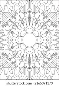 Mandala Coloring Book For Adult. Mandala Coloring Pages. Mandala Coloring Book. Seamless vector pattern. Black and white linear drawing. coloring page for children and adults.