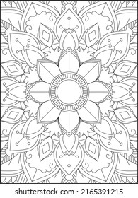 Mandala Coloring Book For Adult. Mandala Coloring Pages. Mandala Coloring Book. Seamless vector pattern. Black and white linear drawing. coloring page for children and adults.