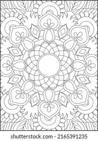 Mandala Coloring Book For Adult. Mandala Coloring Pages. Mandala Coloring Book. Seamless vector pattern. Black and white linear drawing. coloring page for children and adults.