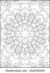 Mandala Coloring Book For Adult. Mandala Coloring Pages. Mandala Coloring Book. Seamless vector pattern. Black and white linear drawing. coloring page for children and adults.