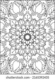 Mandala Coloring Book For Adult. Mandala Coloring Pages. Mandala Coloring Book. Seamless vector pattern. Black and white linear drawing. coloring page for children and adults.