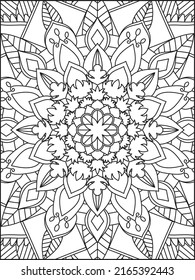 Mandala Coloring Book For Adult. Mandala Coloring Pages. Mandala Coloring Book. Seamless vector pattern. Black and white linear drawing. coloring page for children and adults.