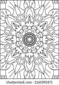 Mandala Coloring Book For Adult. Mandala Coloring Pages. Mandala Coloring Book. Seamless vector pattern. Black and white linear drawing. coloring page for children and adults.