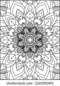 Mandala Coloring Book For Adult. Mandala Coloring Pages. Mandala Coloring Book. Seamless vector pattern. Black and white linear drawing. coloring page for children and adults.
